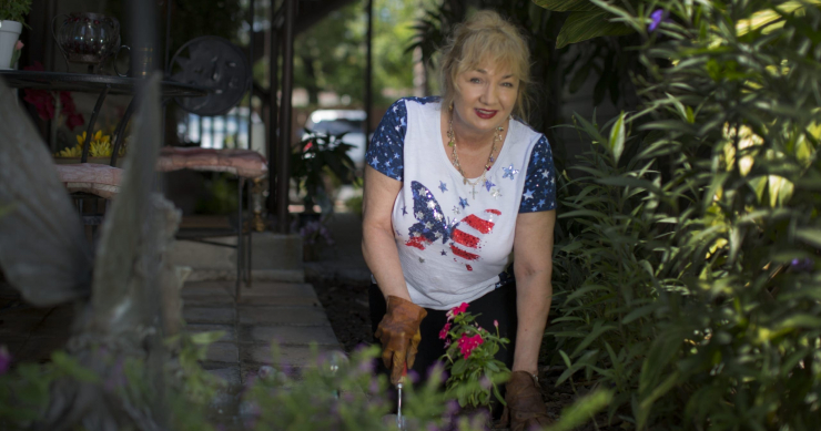 Terry Taggart gardens outside her home. (Shaul Schwarz Verbatim/Getty Images for Be Vocal)